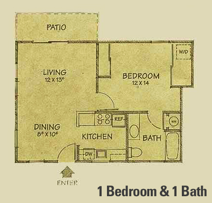 Floor Plan 1 Bedroom and 1 Bath