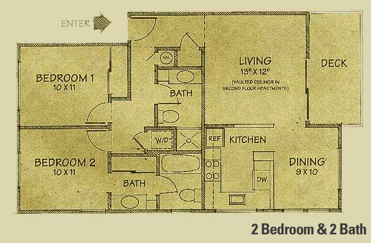 Floor Plan 2 Bedroom and 2 Bath